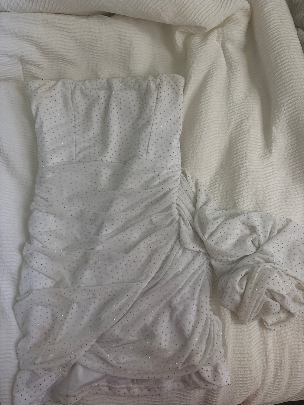 White strapless bedazzled dress